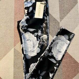 Goldsheep Black and White Floral Leggings